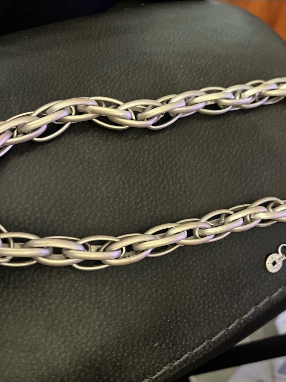 Matte Silver Braided Chain Key & Card Holder Strap